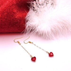 VALENTINE SALE!! Dainty Red Heart Crystal Earrings--NWT